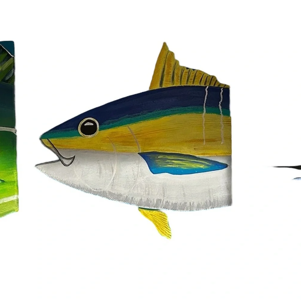 YELLOWFIN TUNA FISH ACRYLIC PAINTING 12” x 12” ORIGINAL ARTWORK